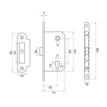 Корпус замка Trodos SD600-85ET/P CP пластик, хром
