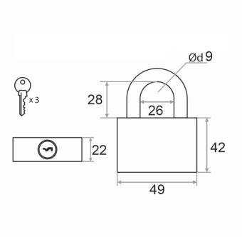 Замок навесной Trodos BC-HG36-50 чугун, блистер