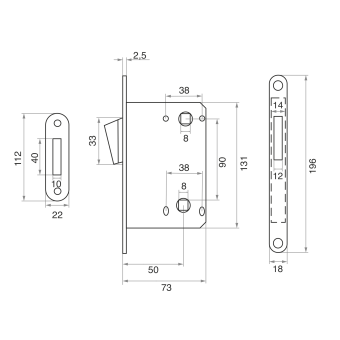 Защелка врезная Trodos CX-90WC/M GP магнит, золото