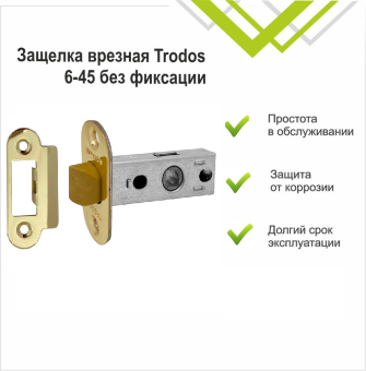 Защелка врезная Trodos 6-45/P oval GP пластик, золото