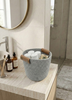 Корзина для хранения Zenfort "Ангара", 21х21х19см, текстиль, серый