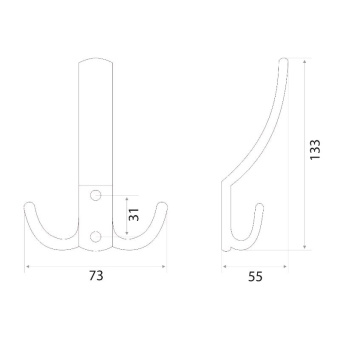 Крючок мебельный Trodos "ZY-212А" 3-рожковый, сплав ЦАМ, хром матовый