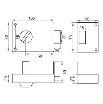 Замок накладной Trodos ЗН1-2 серый