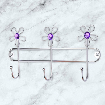 Крючок на планке Delphinium тройной "Цветок", хром