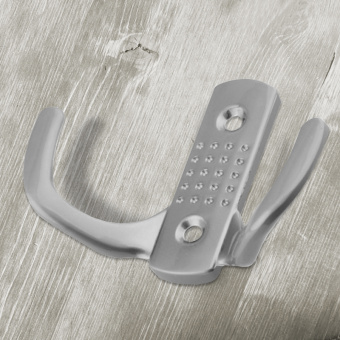 Крючок мебельный Trodos "ZY-201С" 2-рожковый, сплав ЦАМ, хром матовый