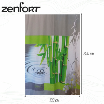 Штора для ванной Zenfort "Тропики" полиэстер 180х180см, 12 колец, с утяжелителем, мультиколор