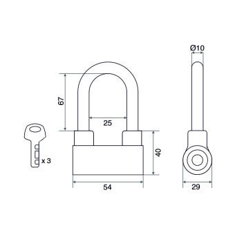 Замок навесной Trodos BC-HAL4-60L алюминий, блистер