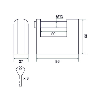 Замок навесной Trodos ВС-HG3-90 чугун