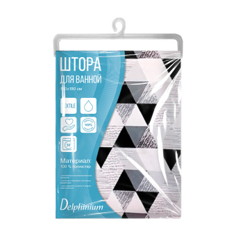 Штора для ванной Delphinium "Графика" полиэстер 180х180см, 12 колец, мультиколор