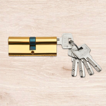 Механизм цилиндровый Trodos ЦМП 90(45/45) сплав ЦАМ 5 ключей, золото