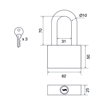 Замок навесной Trodos BC-HG36-63L чугун, блистер