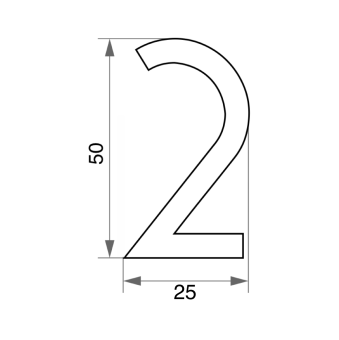 Цифра дверная Trodos "2" модерн, хром