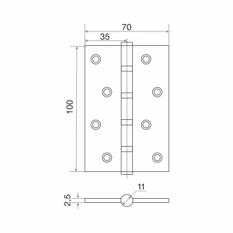 Петля накладная Trodos 100х70х2,5 CP хром, флоупак