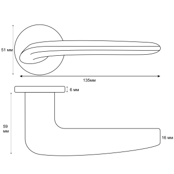 Ручка раздельная Vrata "1963 AL" серия 06 slim, графит