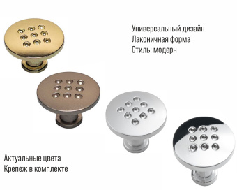 Ручка-кнопка мебельная Trodos "ZY-59" сплав ЦАМ, никель