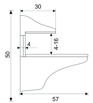 Полкодержатель Trodos "1186" 50х57, хром матовый