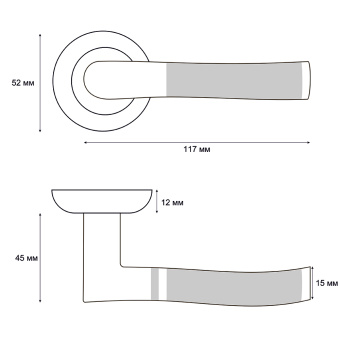 Ручка раздельная Trodos "77" серия 08, никель/черный никель