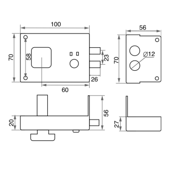 Замок накладной Trodos ЗН1-5 серый