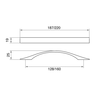 Ручка-скоба мебельная Trodos "ZY-98" 160мм алюминий 49гр, хром матовый