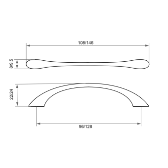 Ручка-скоба мебельная Trodos "ZY-8С" 128мм сплав ЦАМ 32гр, черный 