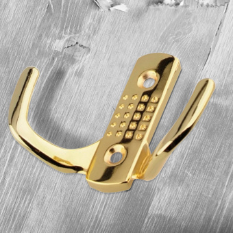 Крючок мебельный Trodos "ZY-201В" 2-рожковый, сплав ЦАМ, золото