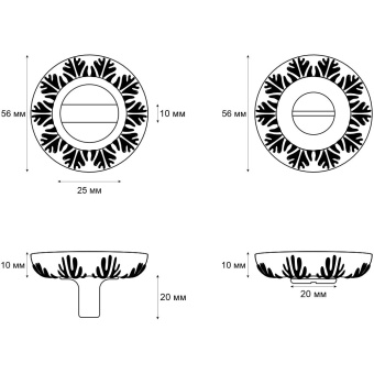 Ручка поворотная Trodos "BK" серия 10, белый/золото