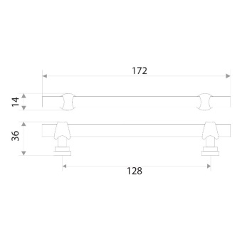 Ручка-скоба мебельная Trodos "DMZ-50039" 128мм сплав ЦАМ 202гр, античное серебро