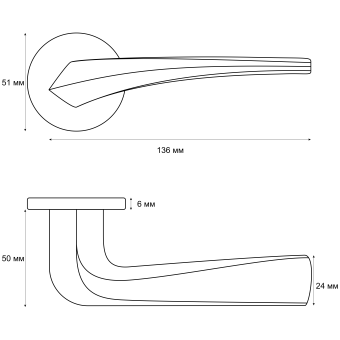 Ручка раздельная Trodos "550" серия 06 slim, черный никель