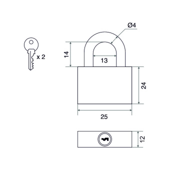 Замок навесной Trodos BC-HG36-25 чугун, блистер 