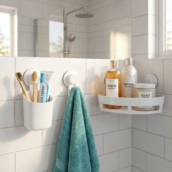 Дозатор для жидкого мыла на присоске Zenfort "Изи" (Easy), пластик, белый