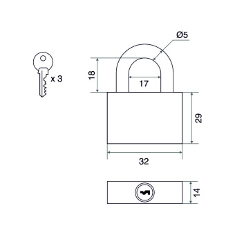 Замок навесной Trodos BC-HG36-32 чугун, блистер