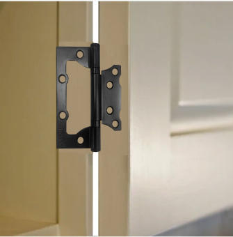 Петля накладная Vrata 100х75х2,0 без врезки, б/к, черный, флоупак