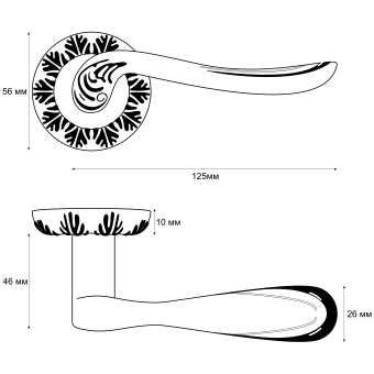 Ручка раздельная Trodos "61" серия 10, белый/хром