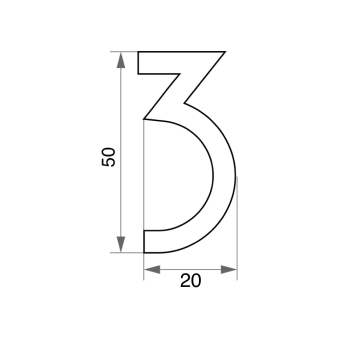 Цифра дверная Trodos "3" модерн, хром
