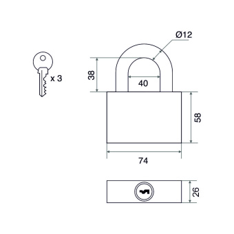 Замок навесной Trodos ВС-HG36-75 чугун