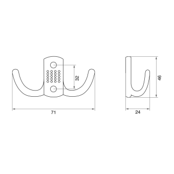 Крючок мебельный Trodos "ZY-201С" 2-рожковый, сплав ЦАМ, никель, хедер