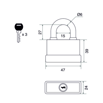 Замок навесной Trodos BC-IG1-45 чугун, всепогодный, блистер