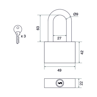 Замок навесной Trodos BC-HG36-50L чугун, блистер