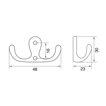 Крючок мебельный Trodos "ZY-110М" 2-рожковый, сплав ЦАМ, хром