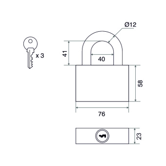 Замок навесной Trodos ВС-HG45-75 чугун