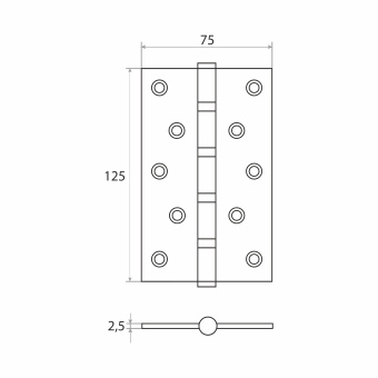 Петля накладная Trodos 125х75х2,5 GF графит