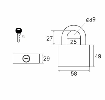 Замок навесной Trodos BC-IG1-55 чугун, всепогодный, блистер