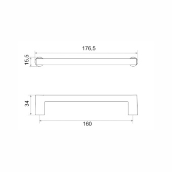 Ручка-скоба мебельная Trodos "22435" 160мм алюминий 73гр, черный, хедер