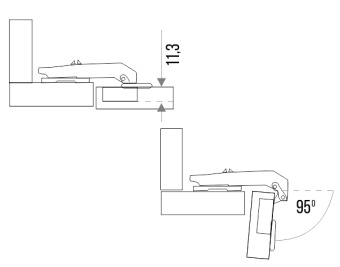 Петля мебельная Trodos для фальш-панелей CLIP-ON с доводчиком 99гр