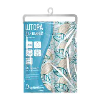 Штора для ванной Delphinium "Листопад" ПВХ 180х180см, 12 колец, мультиколор